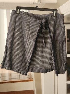 Merona Navy and White Pinstripe Wrap Mini Skirt